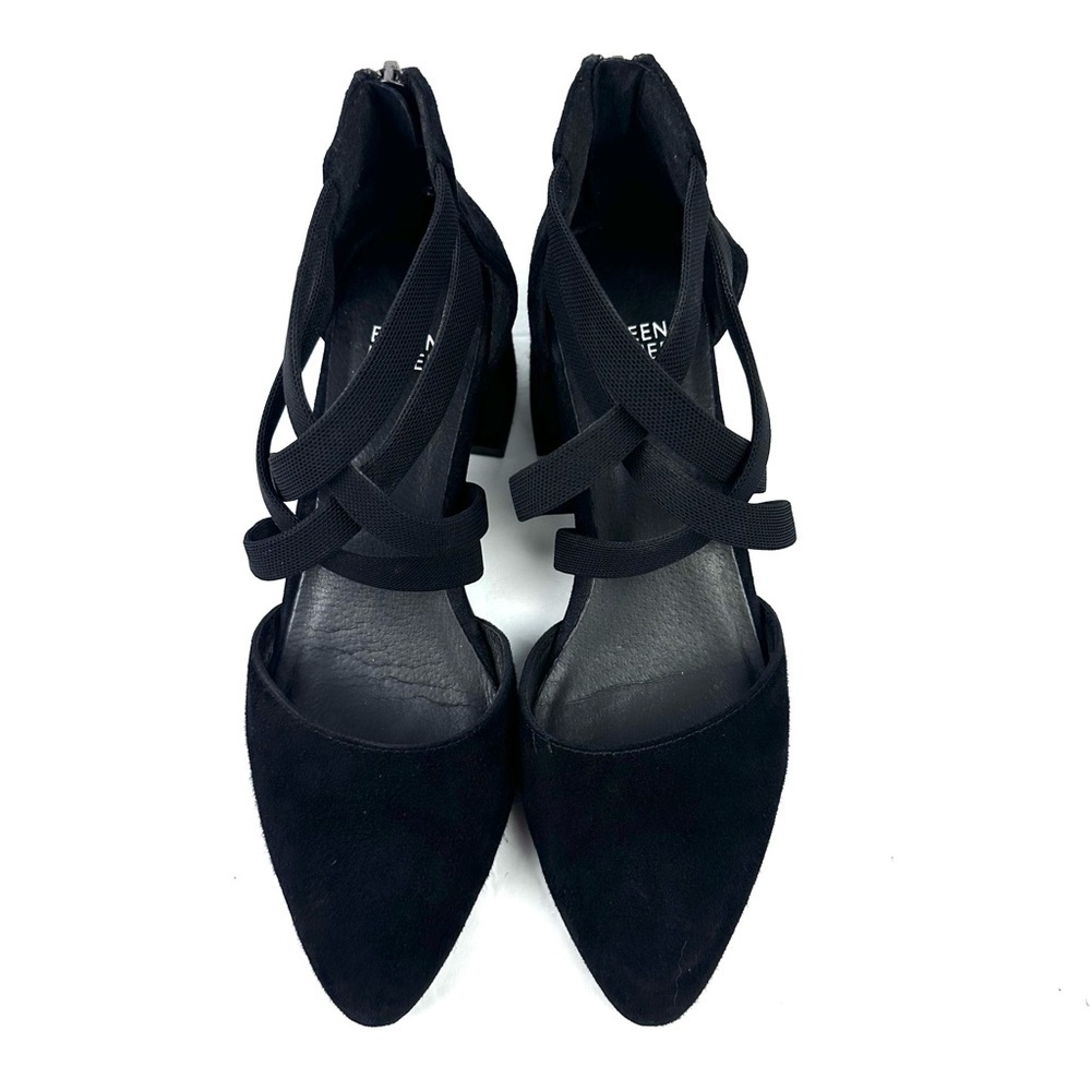 Eileen‎ Fisher Juku Heels 7 Black Suede Strappy Cross Cross Womens Shoes